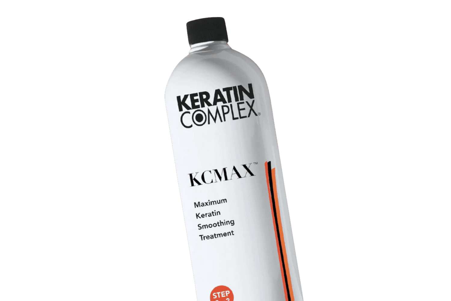 Keratin Complex KCMax Smoothing Treatment bottle on green background.
